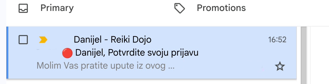 Potvrdite svoju prijaavu klikon na link u mailu Obrazac email provjere adrese