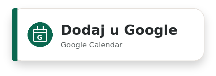 Gumb za dodavanje Reiki Dojo javnog kalendara u Google Calendar