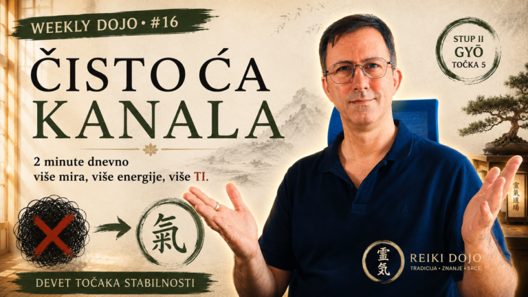 Reiki majstor učitelj Danijel Salijević objašnjava važnost čistoće kanala za postizanje stabilnosti i mira u sklopu Weekly Dojo programa.