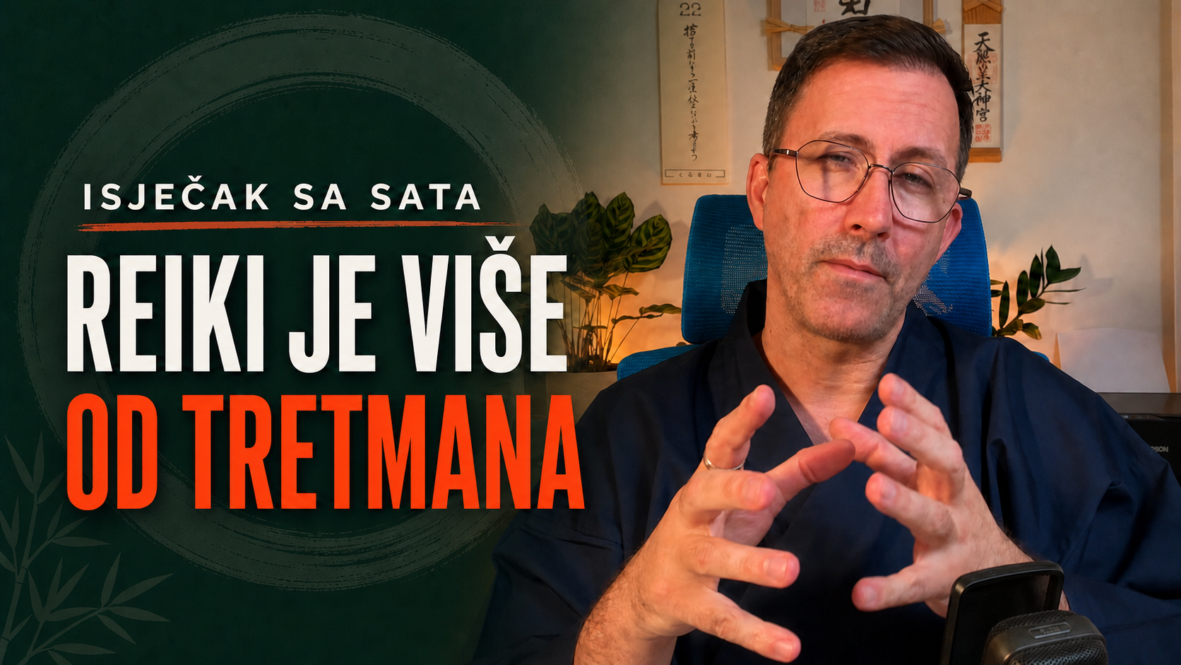 Danijel Salijević tijekom podučavanja, uz natpis „Isječak sa sata: Reiki je više od tretmana”.