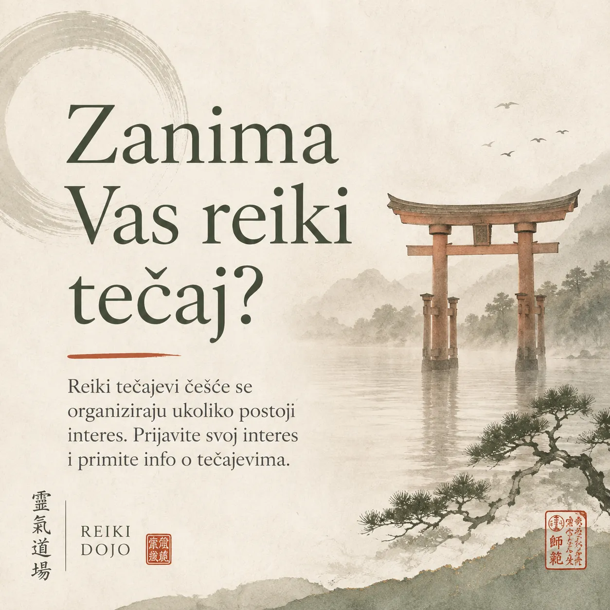 Javite nam ako vas zanima reiki tečaj - Reiki Dojo centar.